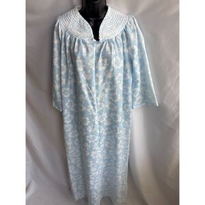 Vintage Smart Time Floral Blue Intimates Grannycore Nightgown House Dress M/L